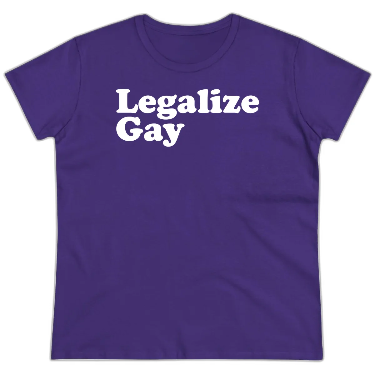 Bold white serif text reading 'Legalize Gay' on gray background - legalize-gay-pride statement design in Purple