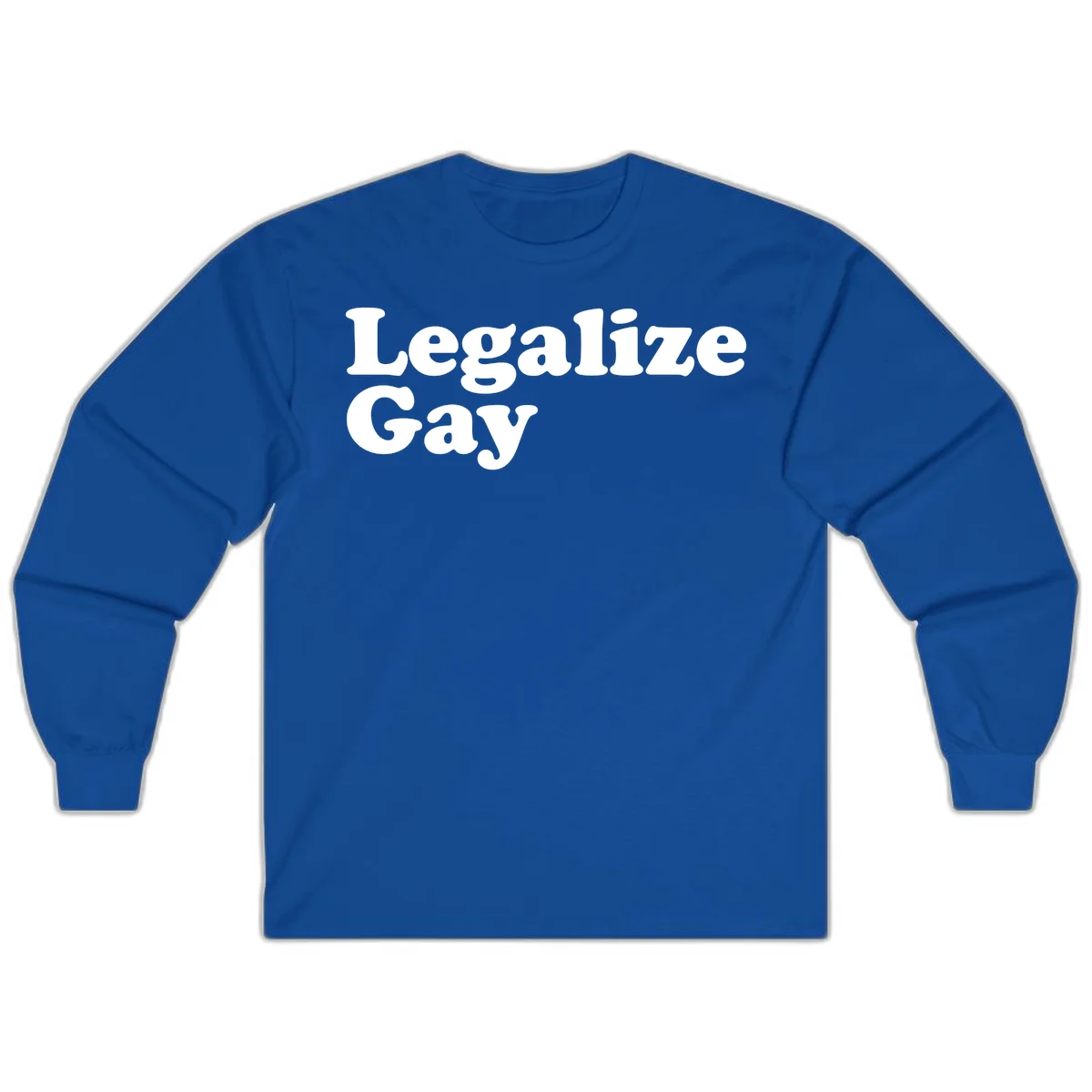 Bold white serif text reading 'Legalize Gay' on gray background - legalize-gay-pride statement design in Royal