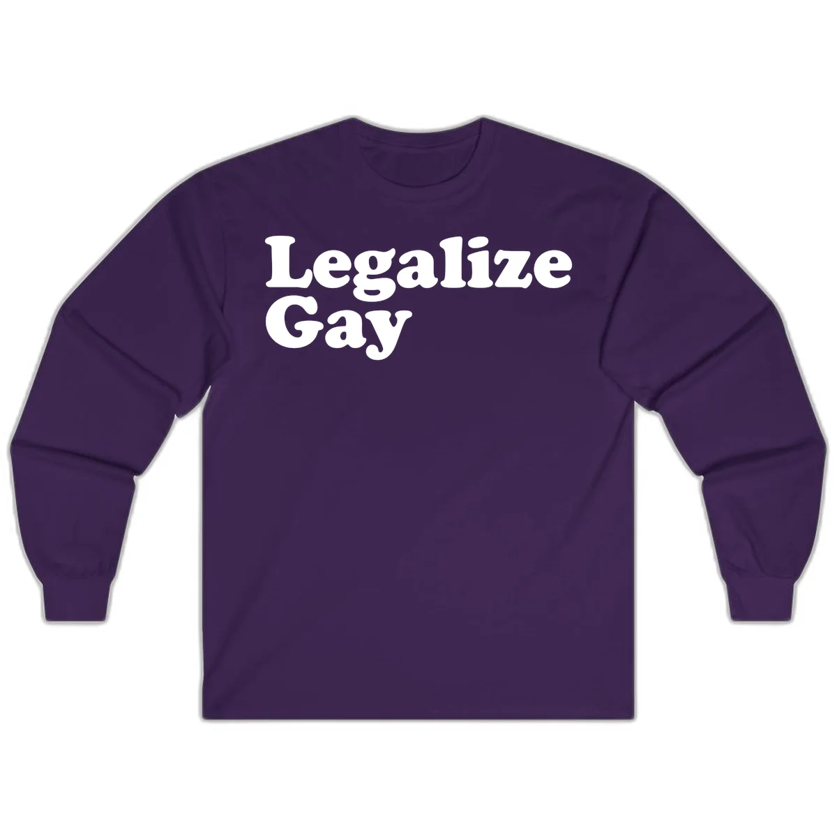 Bold white serif text reading 'Legalize Gay' on gray background - legalize-gay-pride statement design in Purple