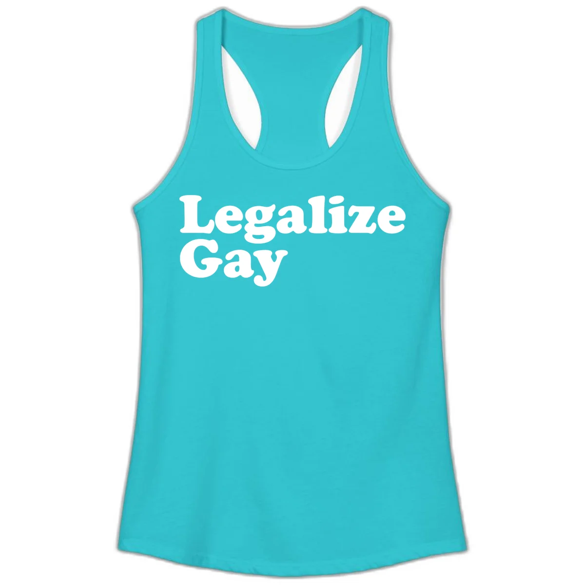 Bold white serif text reading 'Legalize Gay' on gray background - legalize-gay-pride statement design in Solid Tahiti Blue