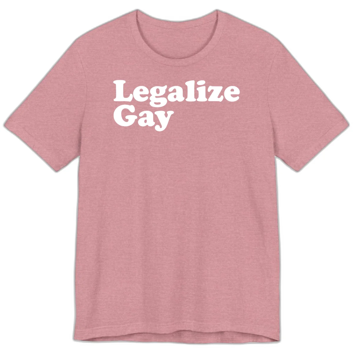 Bold white serif text reading 'Legalize Gay' on gray background - legalize-gay-pride statement design in Heather Orchid