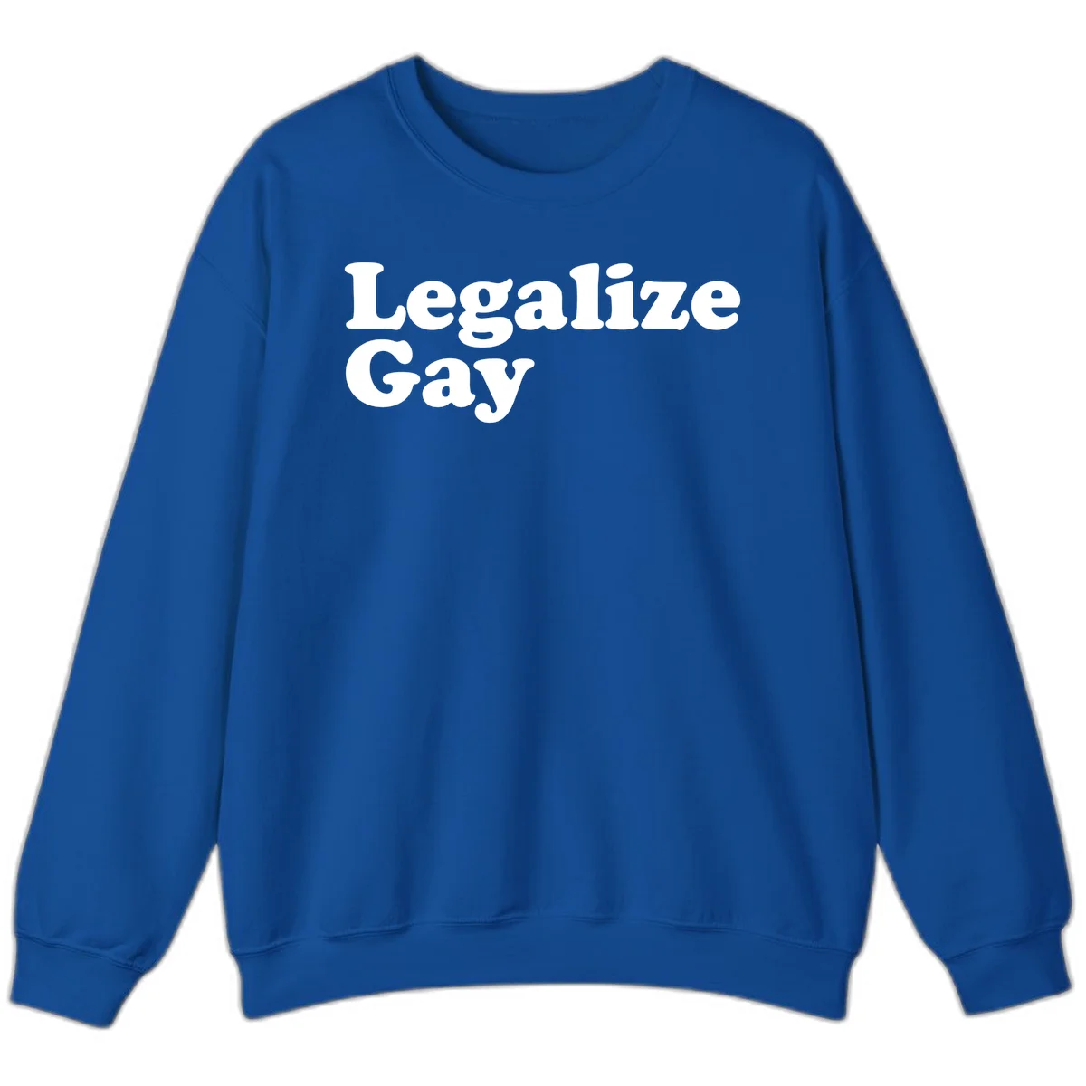 Bold white serif text reading 'Legalize Gay' on gray background - legalize-gay-pride statement design in Royal