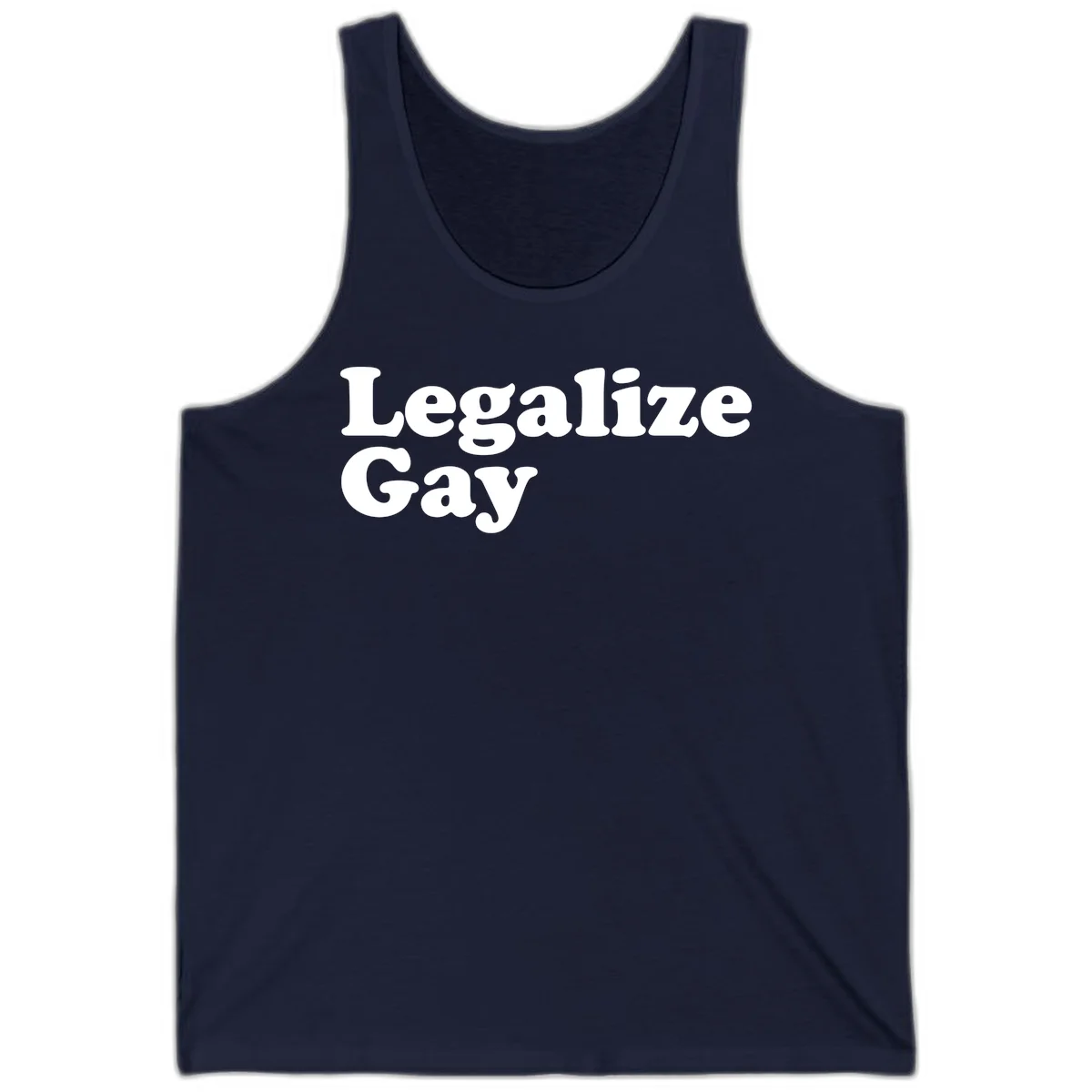 Bold white serif text reading 'Legalize Gay' on gray background - legalize-gay-pride statement design in Navy