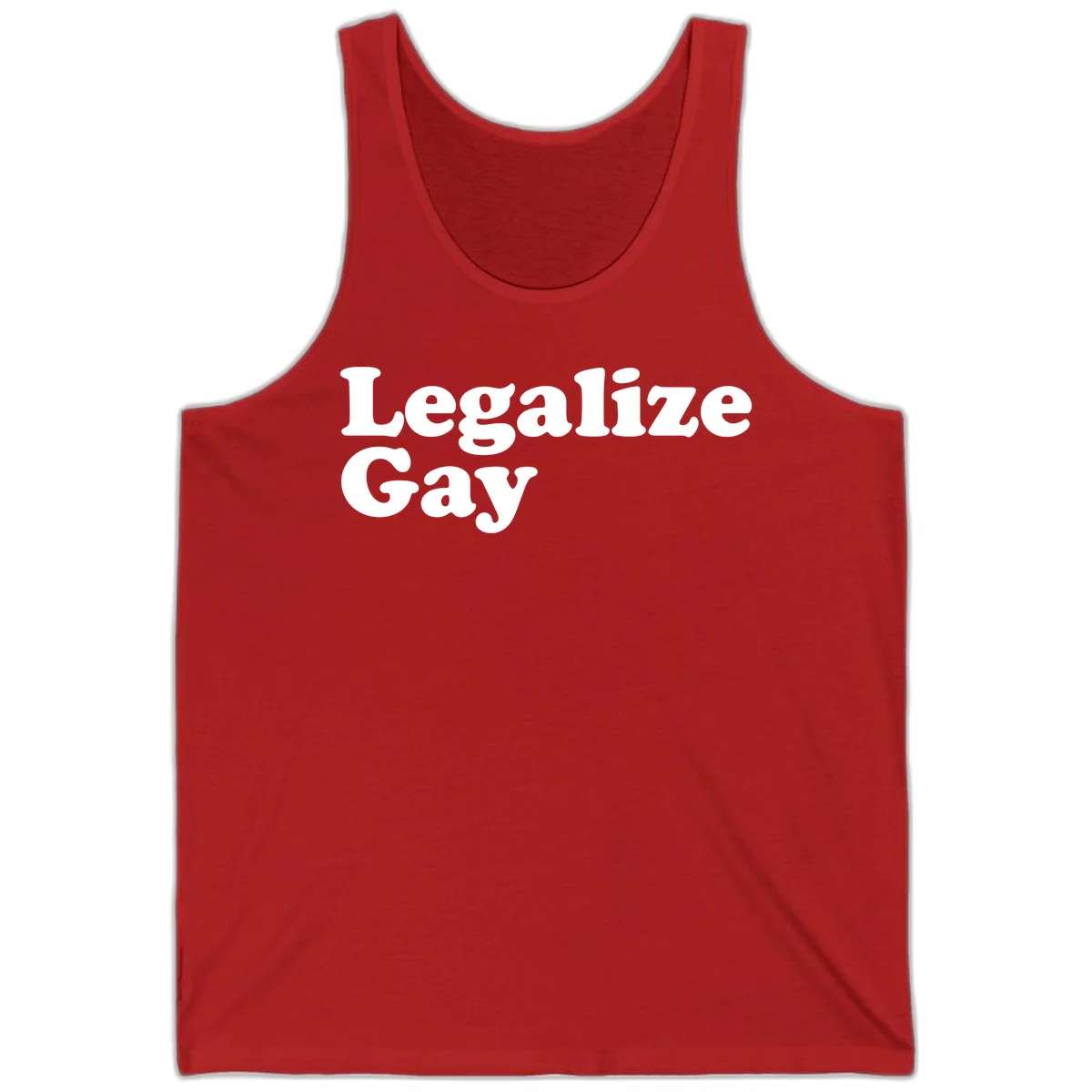 Bold white serif text reading 'Legalize Gay' on gray background - legalize-gay-pride statement design in Red