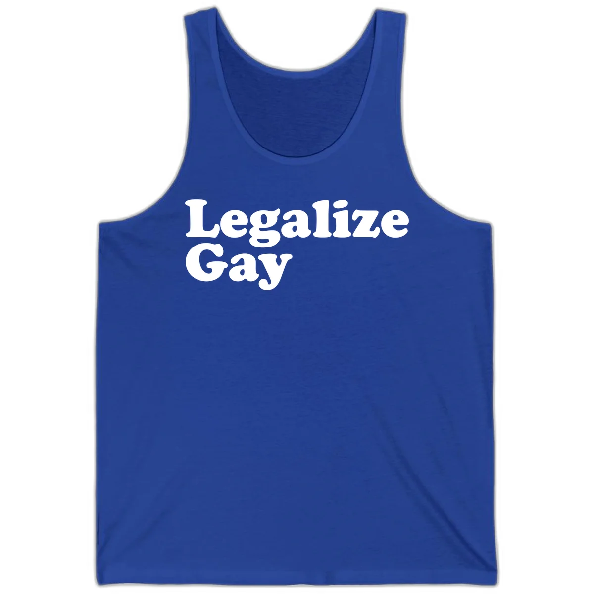 Bold white serif text reading 'Legalize Gay' on gray background - legalize-gay-pride statement design in True Royal