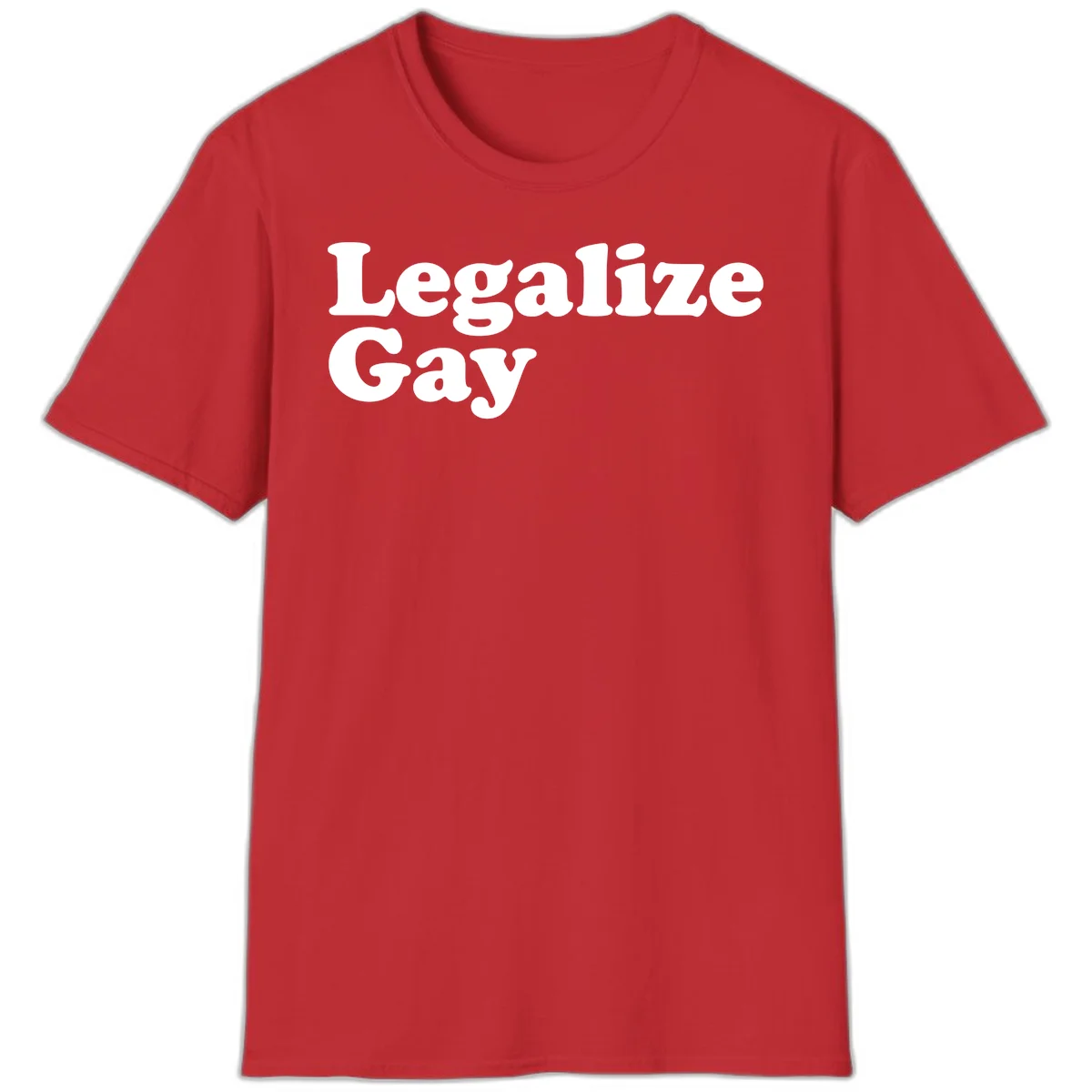 Bold white serif text reading 'Legalize Gay' on gray background - legalize-gay-pride statement design in Red