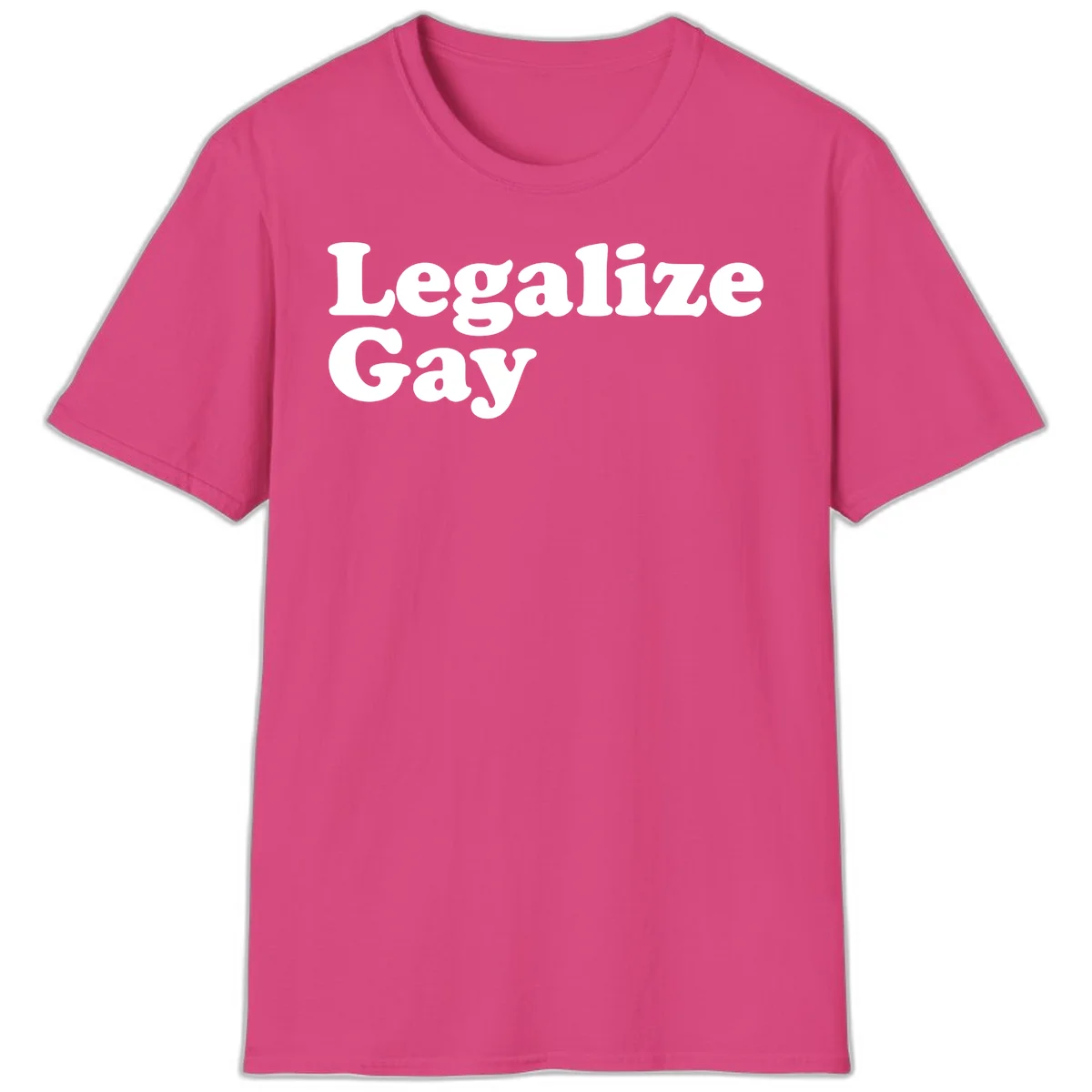 Bold white serif text reading 'Legalize Gay' on gray background - legalize-gay-pride statement design in Heliconia