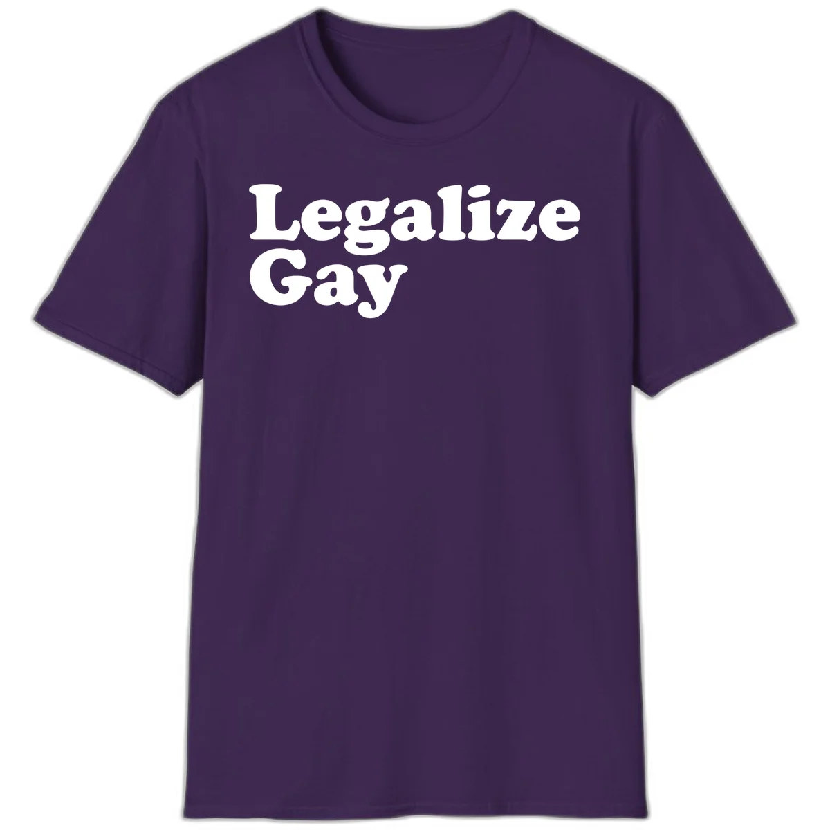 Bold white serif text reading 'Legalize Gay' on gray background - legalize-gay-pride statement design in Purple
