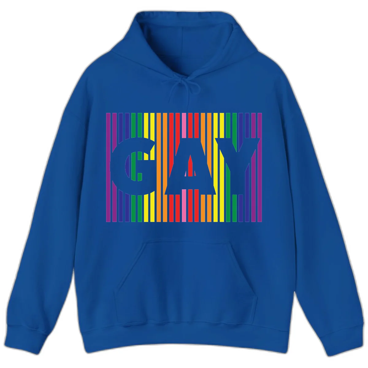 Rainbow pride cat silhouette with colorful vertical stripes in pride flag colors on gray background in Royal