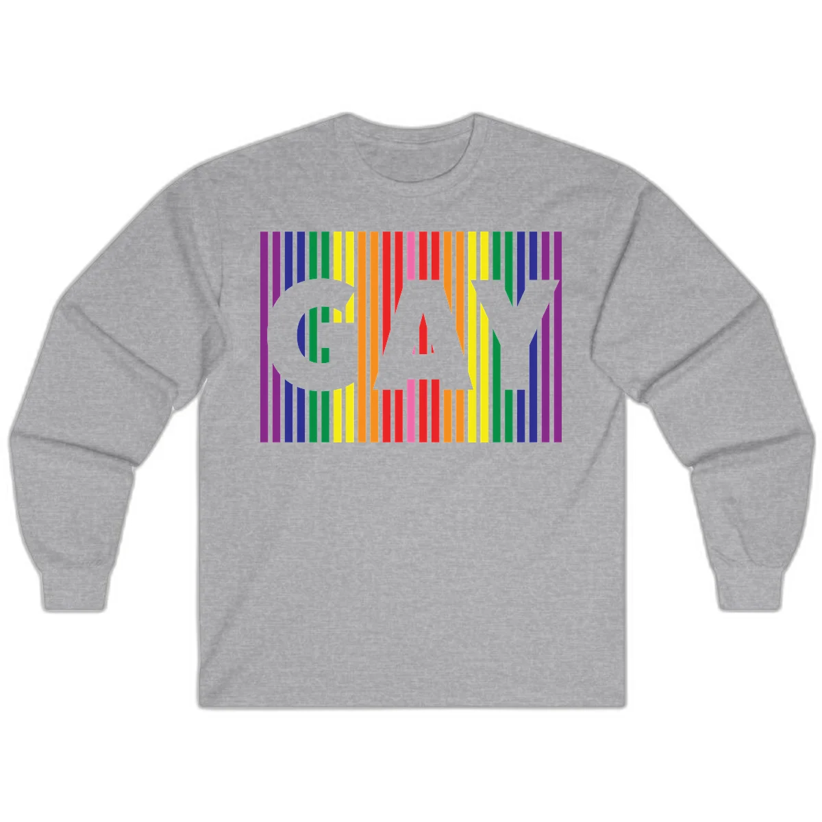 Rainbow pride cat silhouette with colorful vertical stripes in pride flag colors on gray background in Sport Grey