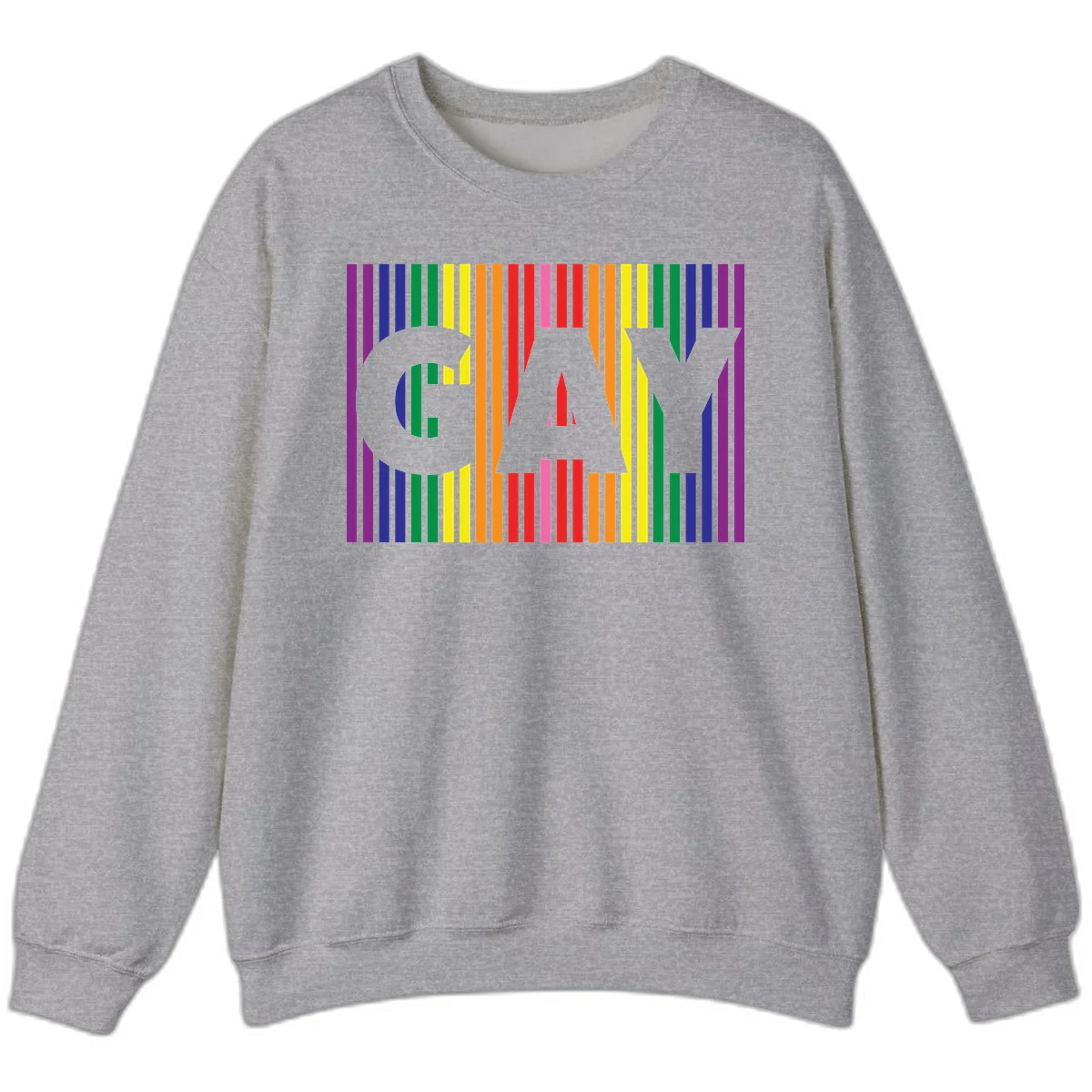 Rainbow pride cat silhouette with colorful vertical stripes in pride flag colors on gray background in Sport Grey