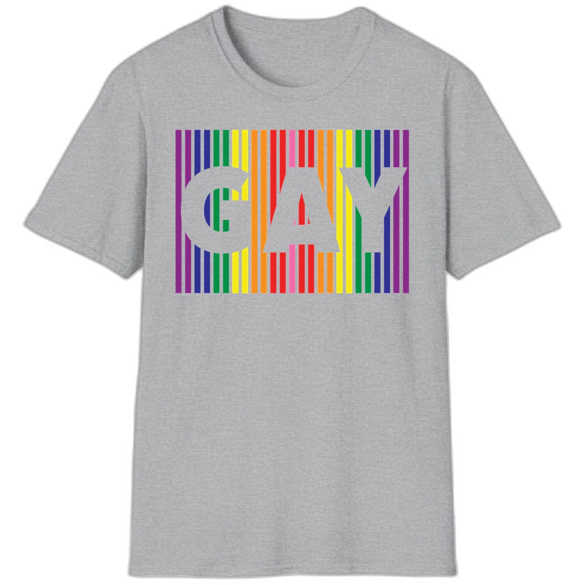 Rainbow pride cat silhouette with colorful vertical stripes in pride flag colors on gray background in Sport Grey