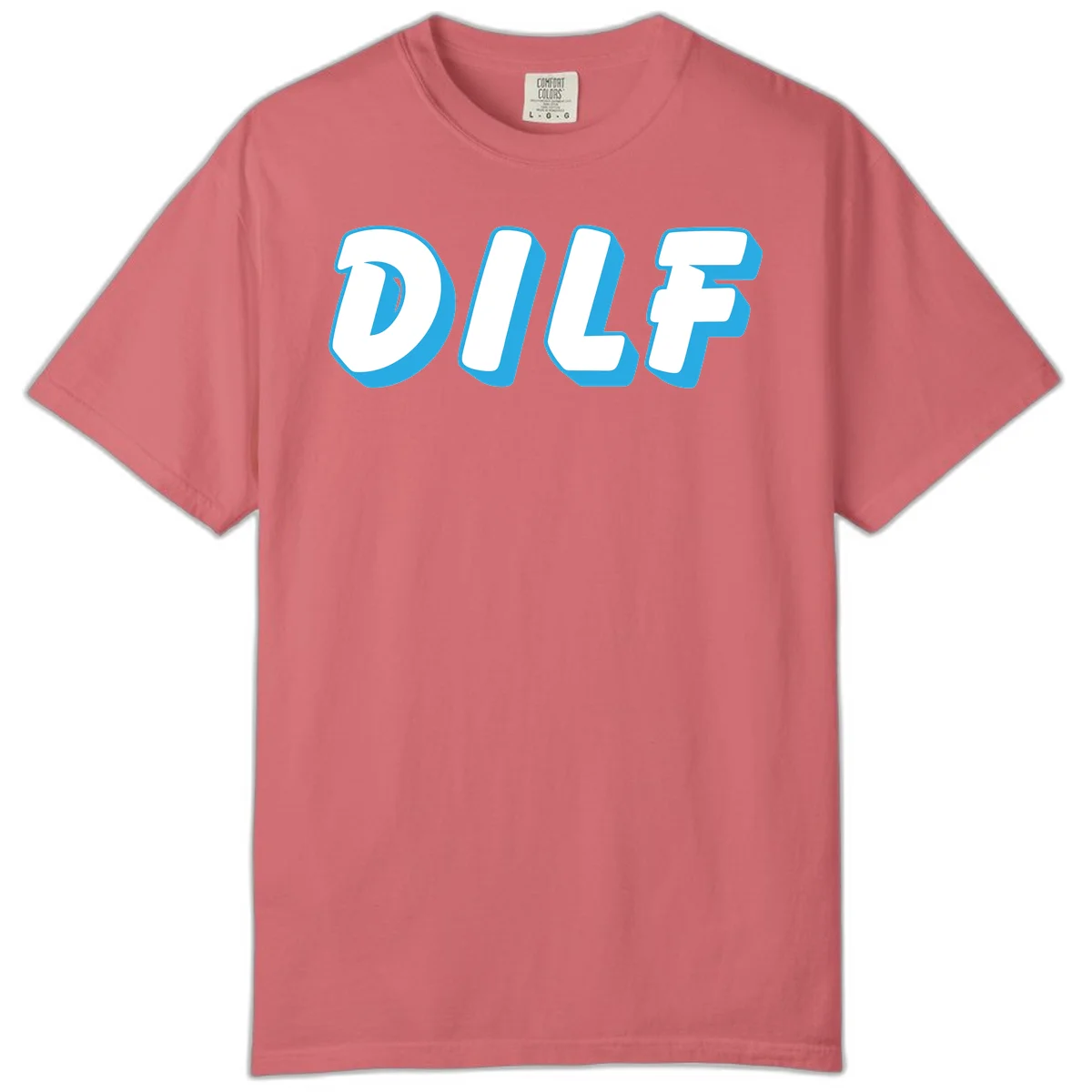 DLSF bold typography design with white letters and blue 3D shadow effect on gray background in Watermelon