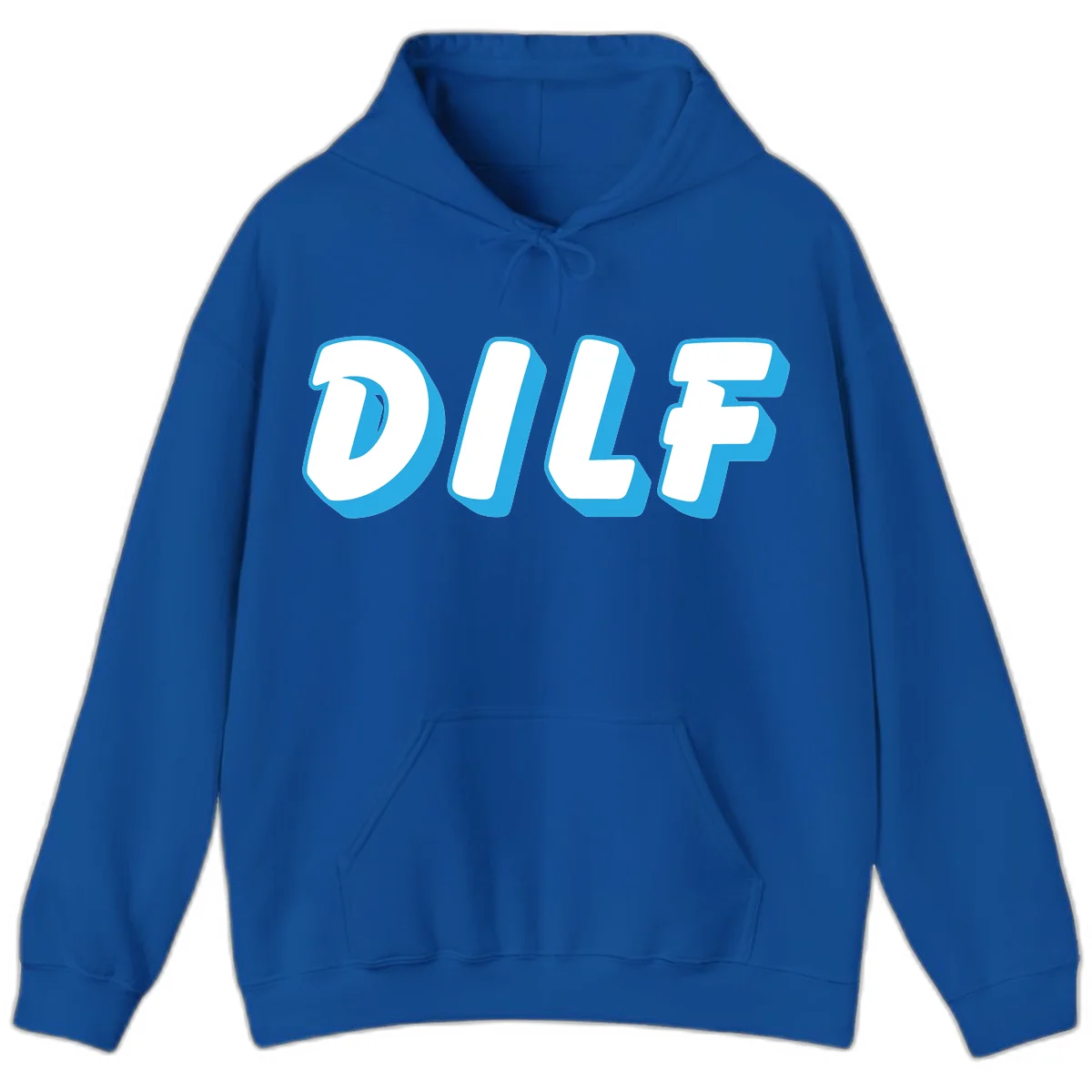 DLSF bold typography design with white letters and blue 3D shadow effect on gray background in Royal