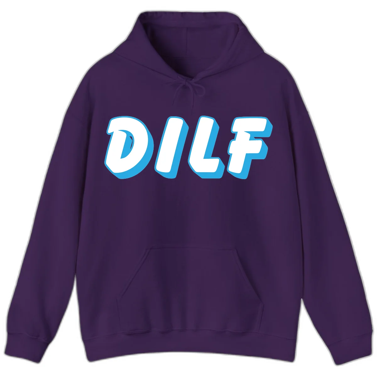 DLSF bold typography design with white letters and blue 3D shadow effect on gray background in Purple