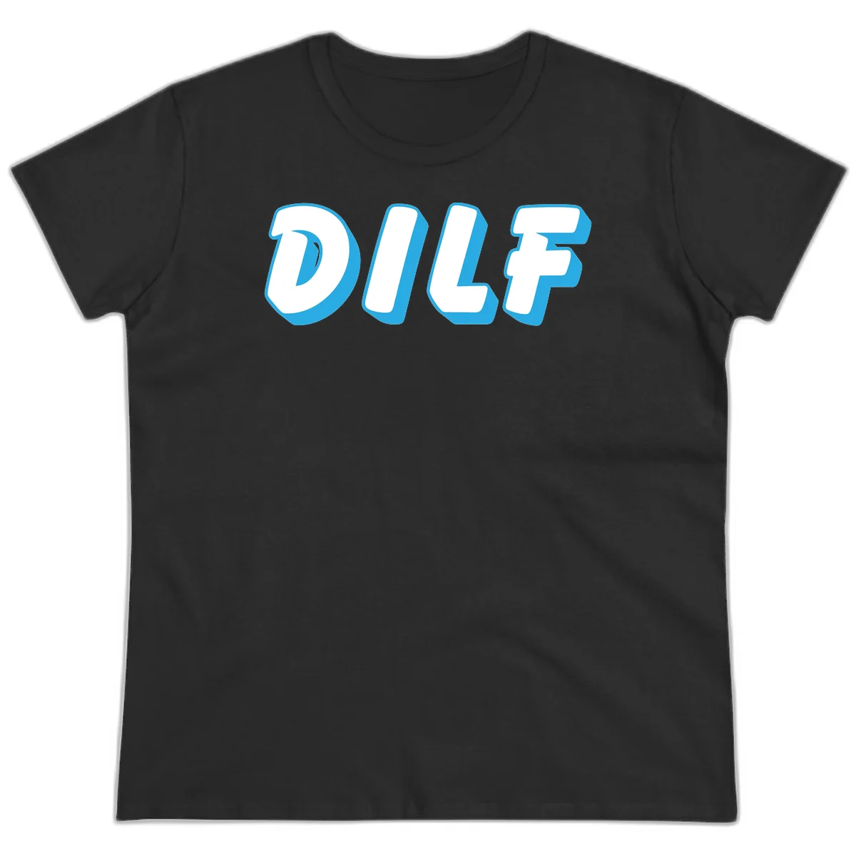 DLSF bold typography design with white letters and blue 3D shadow effect on gray background in Black