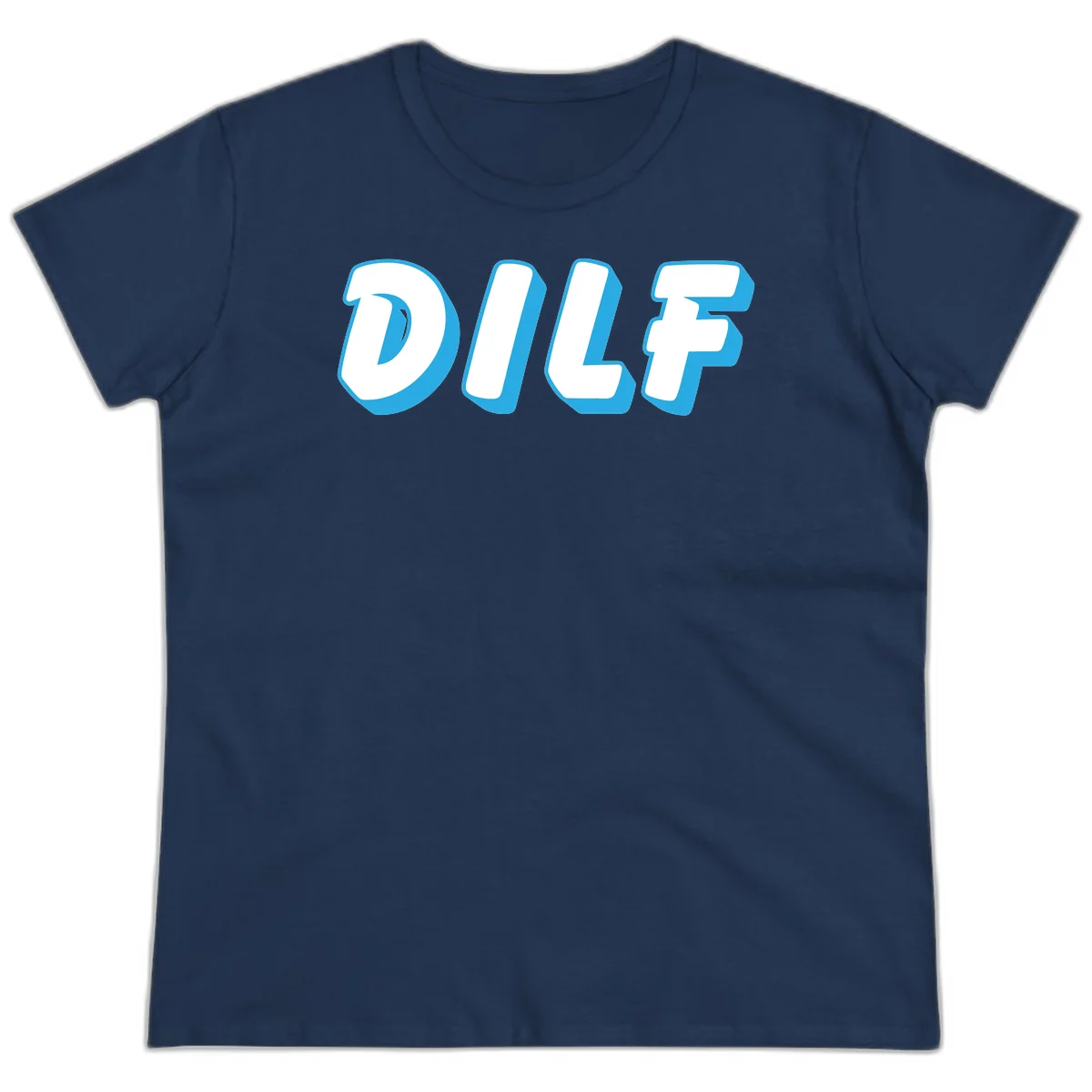 DLSF bold typography design with white letters and blue 3D shadow effect on gray background in Navy
