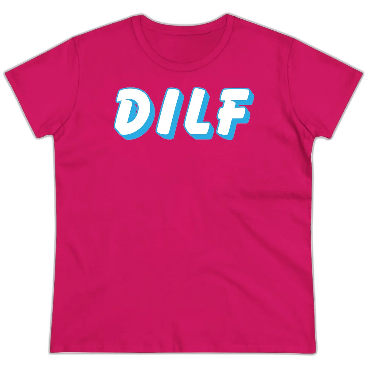 DLSF bold typography design with white letters and blue 3D shadow effect on gray background in Heliconia
