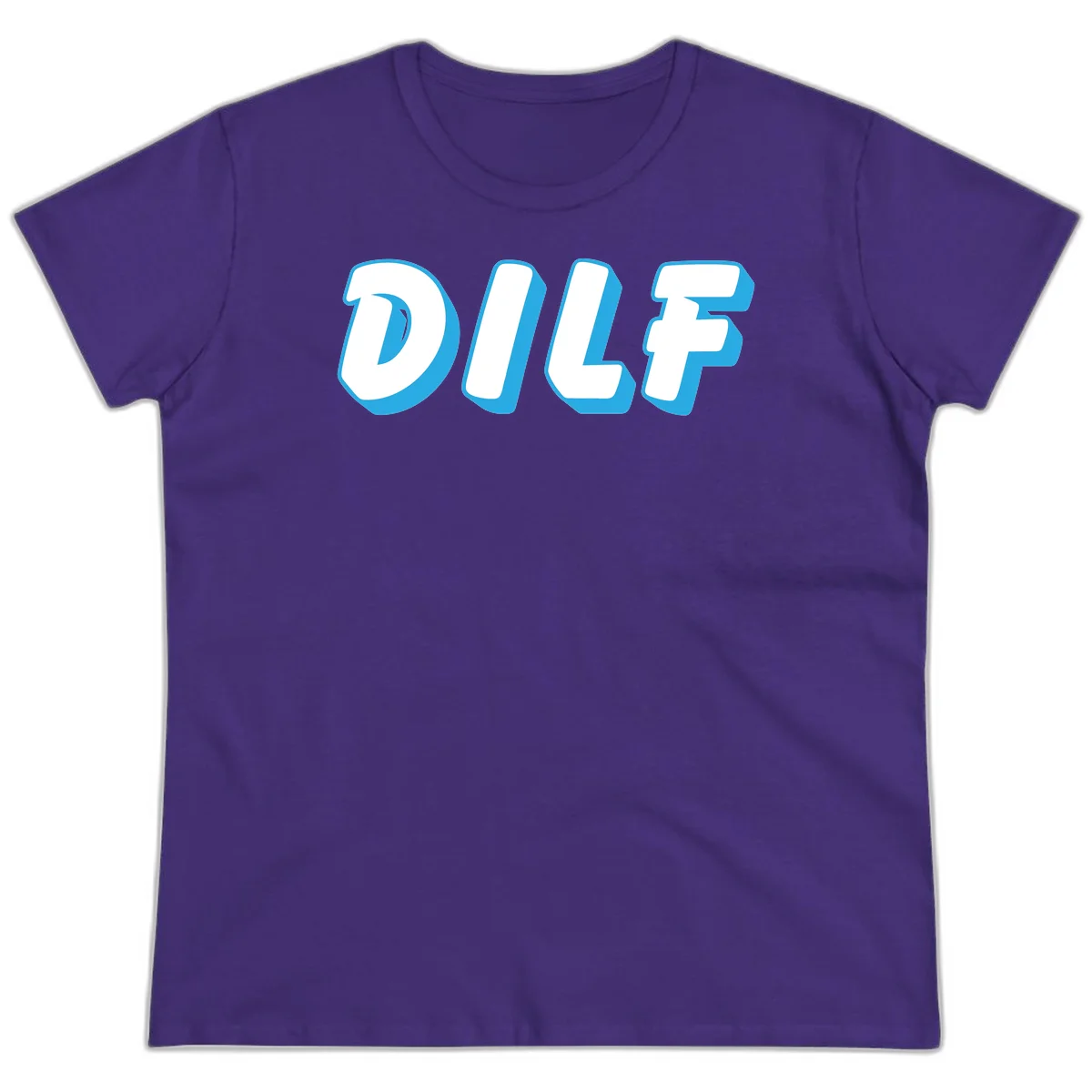 DLSF bold typography design with white letters and blue 3D shadow effect on gray background in Purple