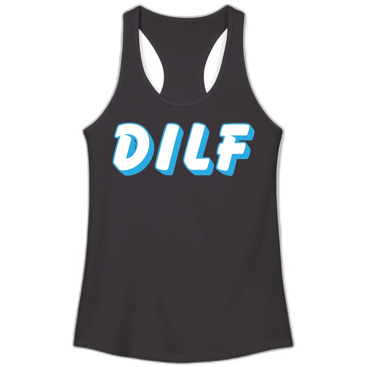 DLSF bold typography design with white letters and blue 3D shadow effect on gray background in Black