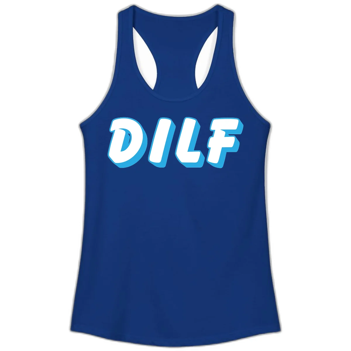 DLSF bold typography design with white letters and blue 3D shadow effect on gray background in Solid Royal