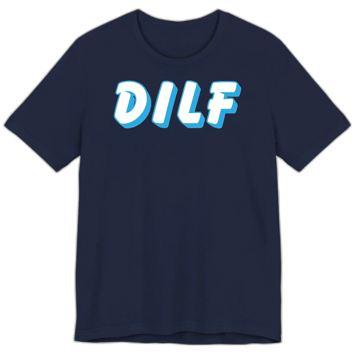 DLSF bold typography design with white letters and blue 3D shadow effect on gray background in Navy