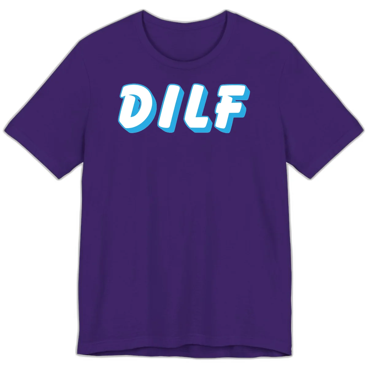 DLSF bold typography design with white letters and blue 3D shadow effect on gray background in Team Purple