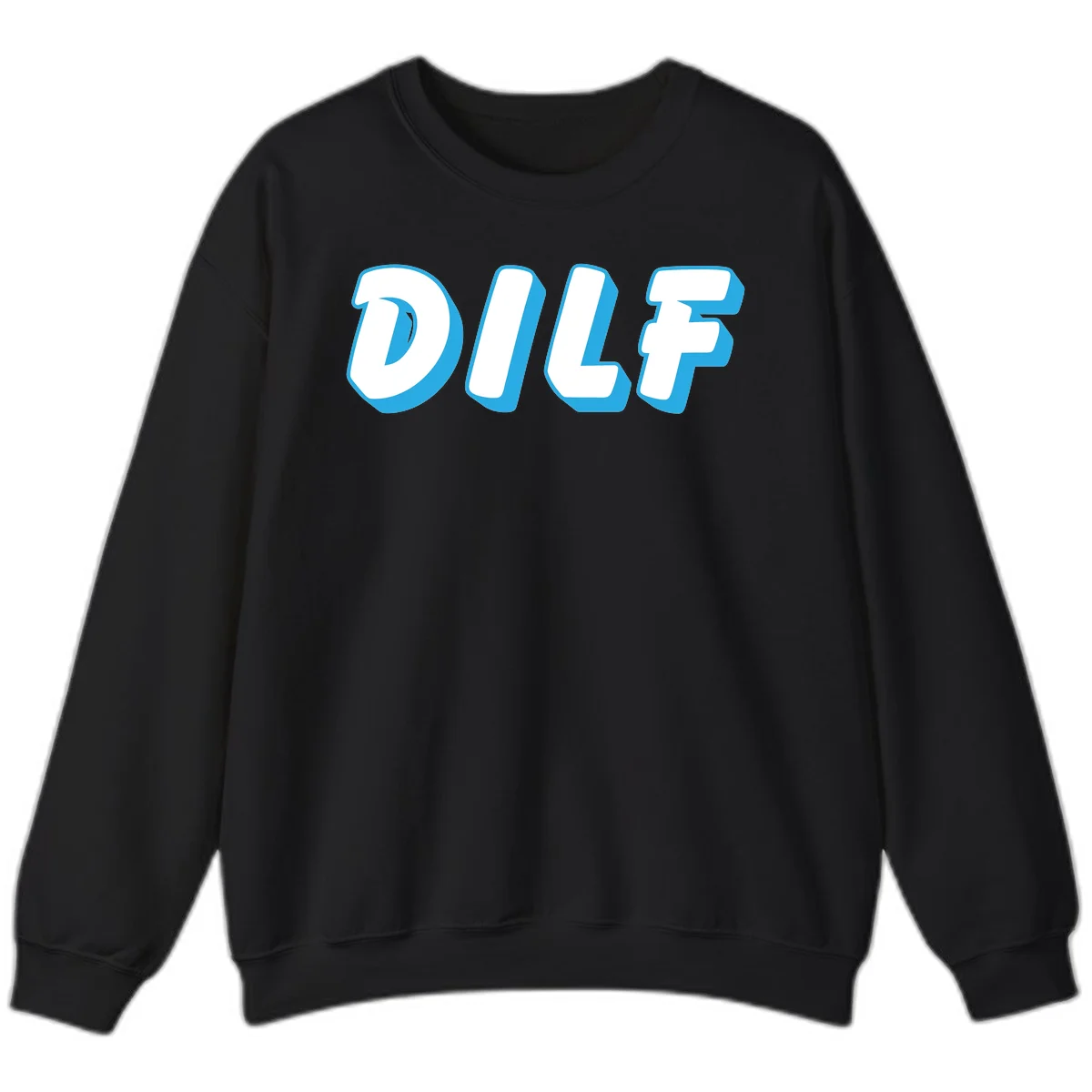 DLSF bold typography design with white letters and blue 3D shadow effect on gray background in Black