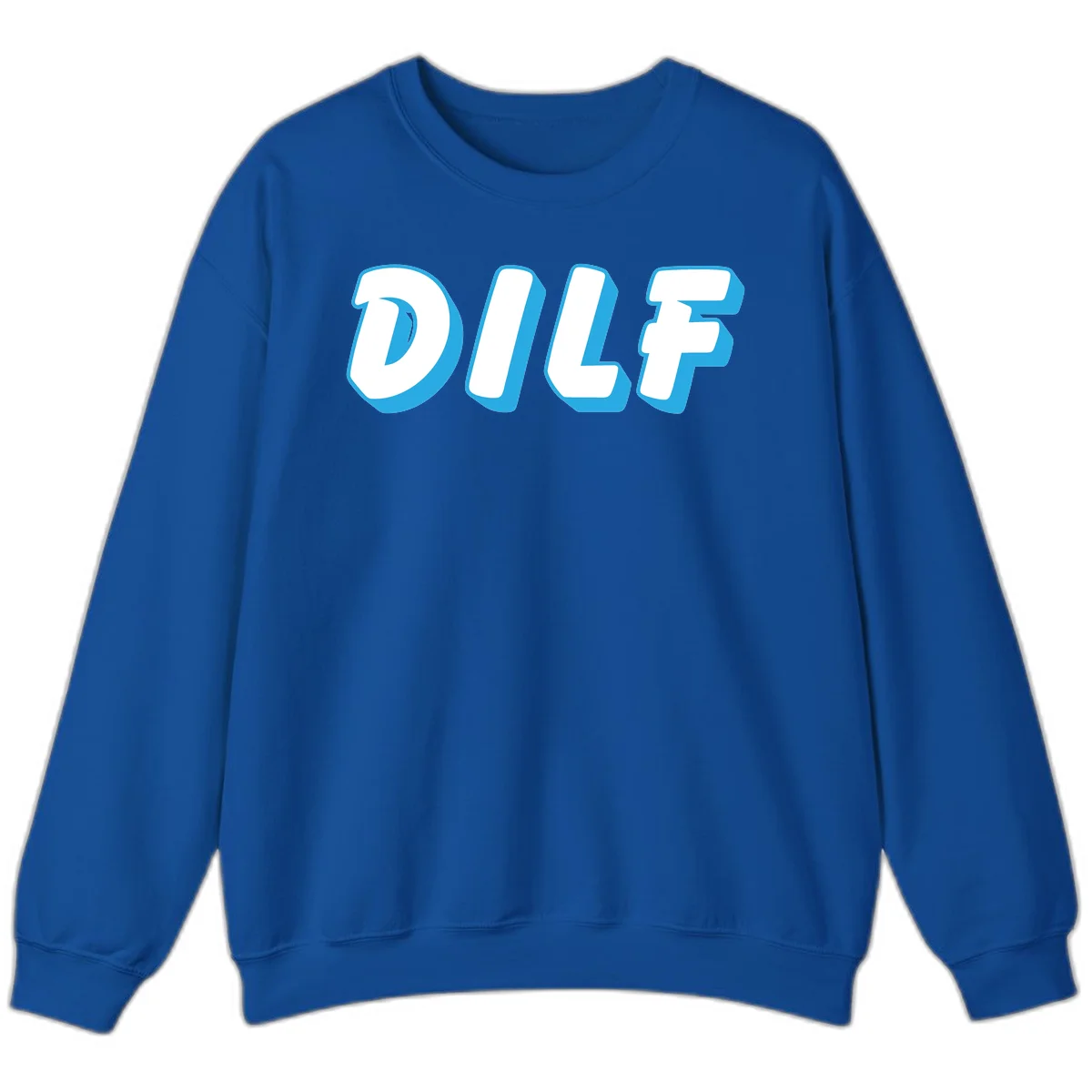 DLSF bold typography design with white letters and blue 3D shadow effect on gray background in Royal