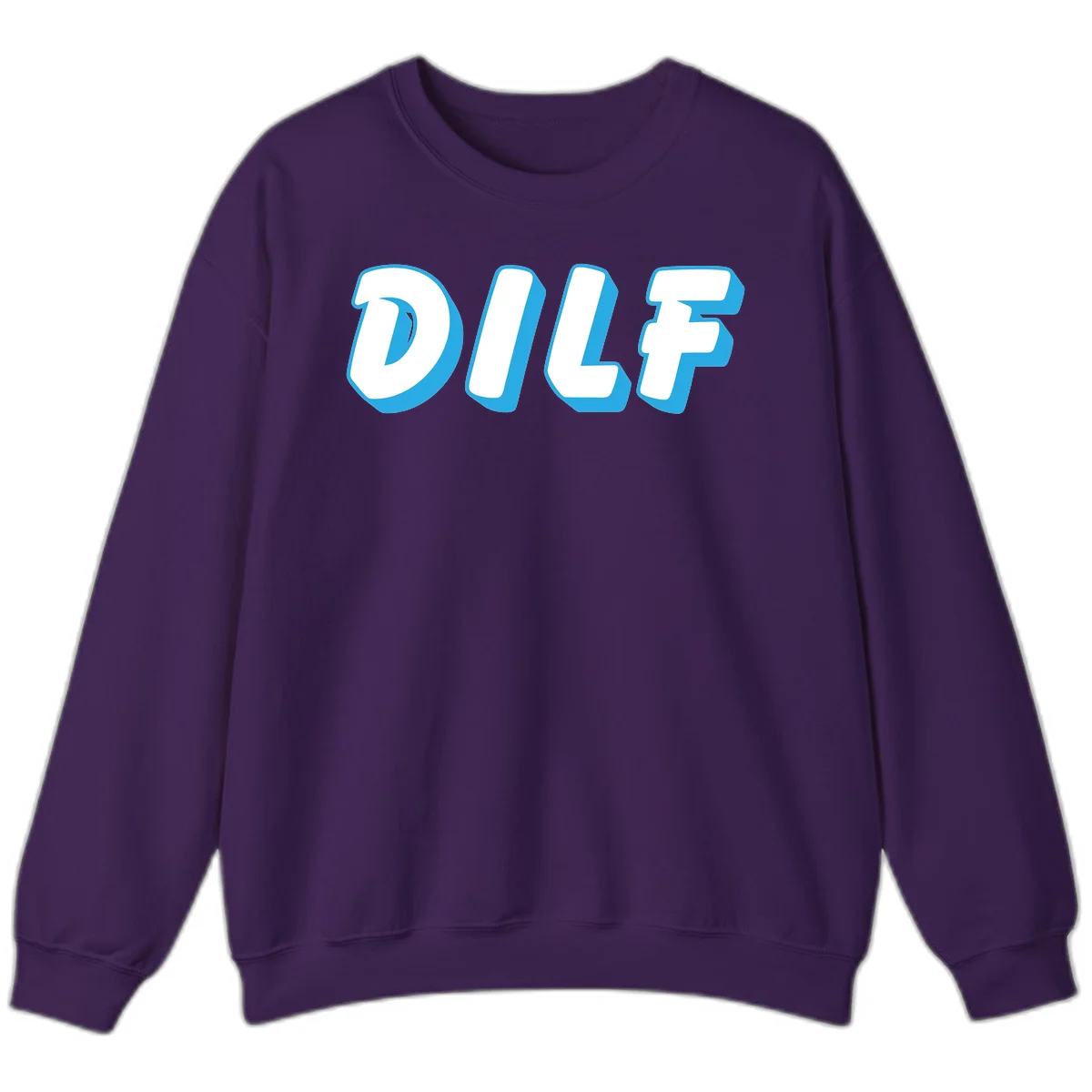 DLSF bold typography design with white letters and blue 3D shadow effect on gray background in Purple