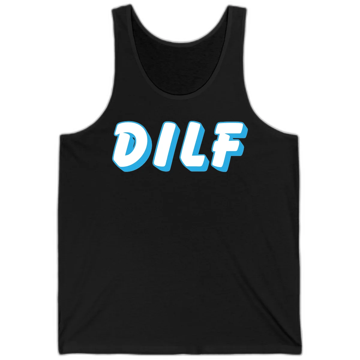 DLSF bold typography design with white letters and blue 3D shadow effect on gray background in Black