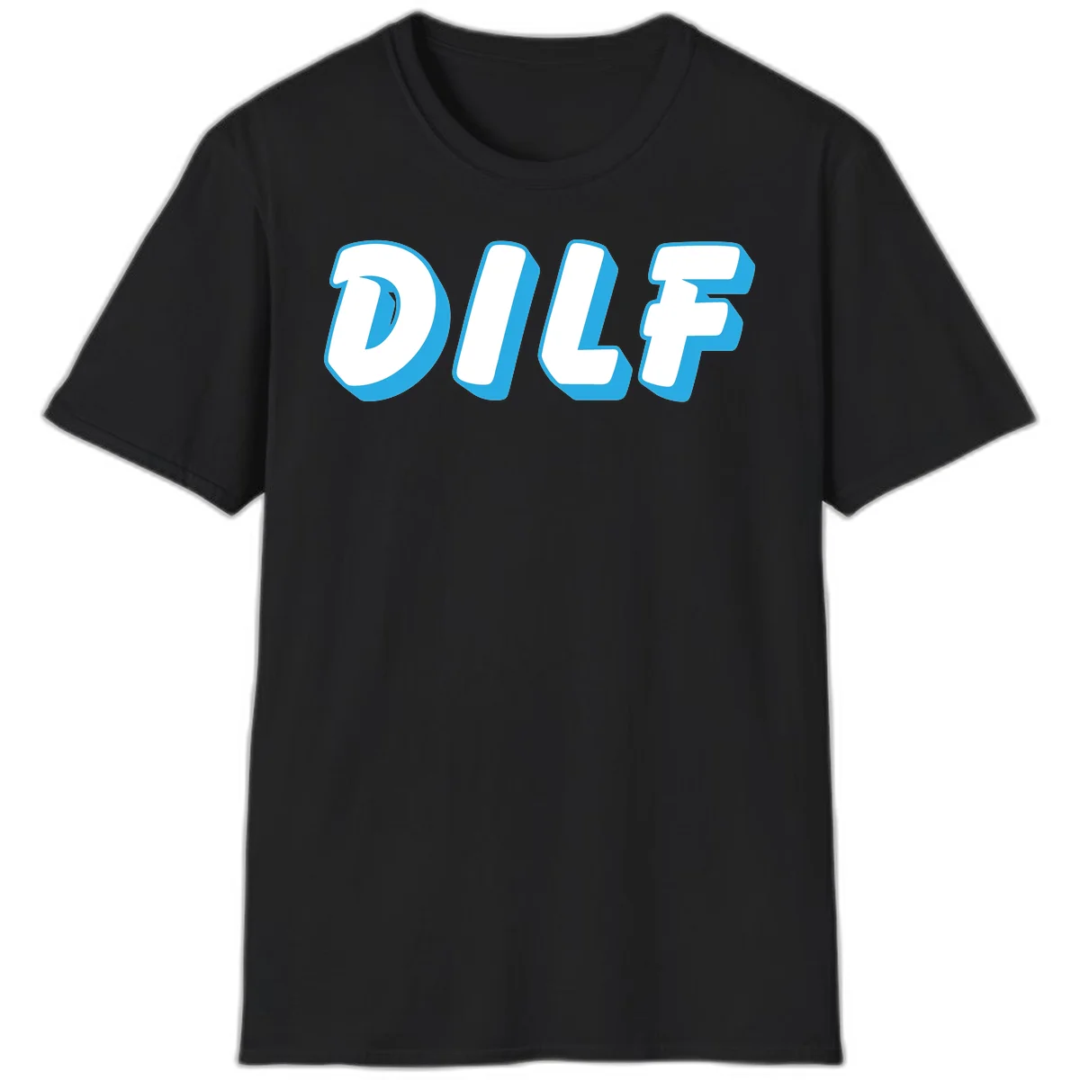 DLSF bold typography design with white letters and blue 3D shadow effect on gray background in Black