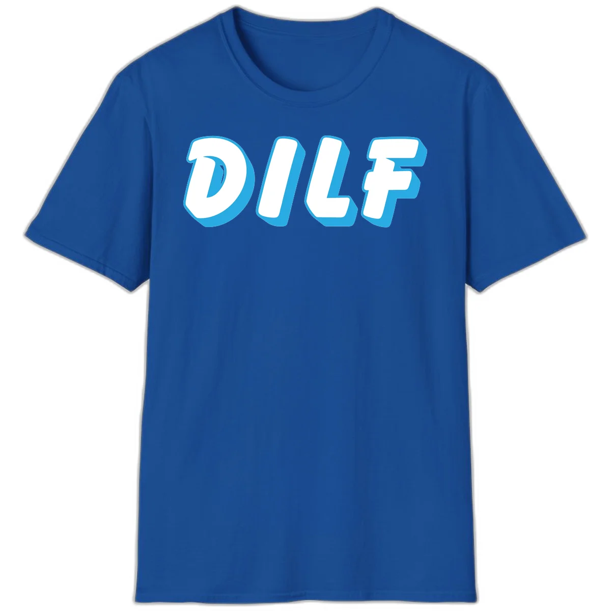 DLSF bold typography design with white letters and blue 3D shadow effect on gray background in Royal