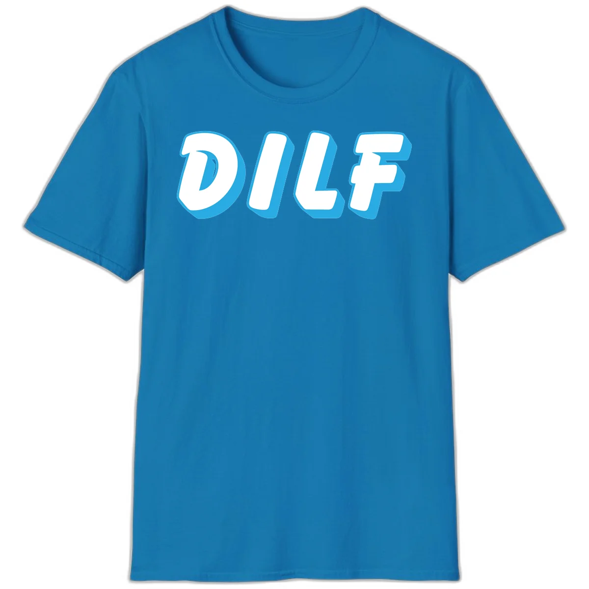 DLSF bold typography design with white letters and blue 3D shadow effect on gray background in Sapphire
