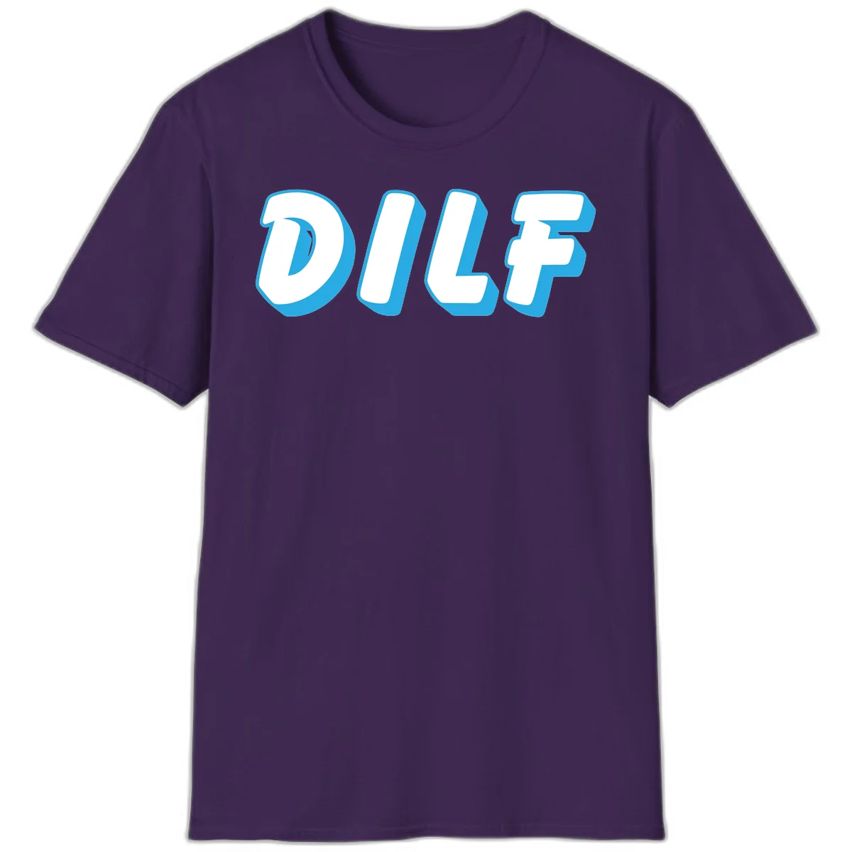 DLSF bold typography design with white letters and blue 3D shadow effect on gray background in Purple