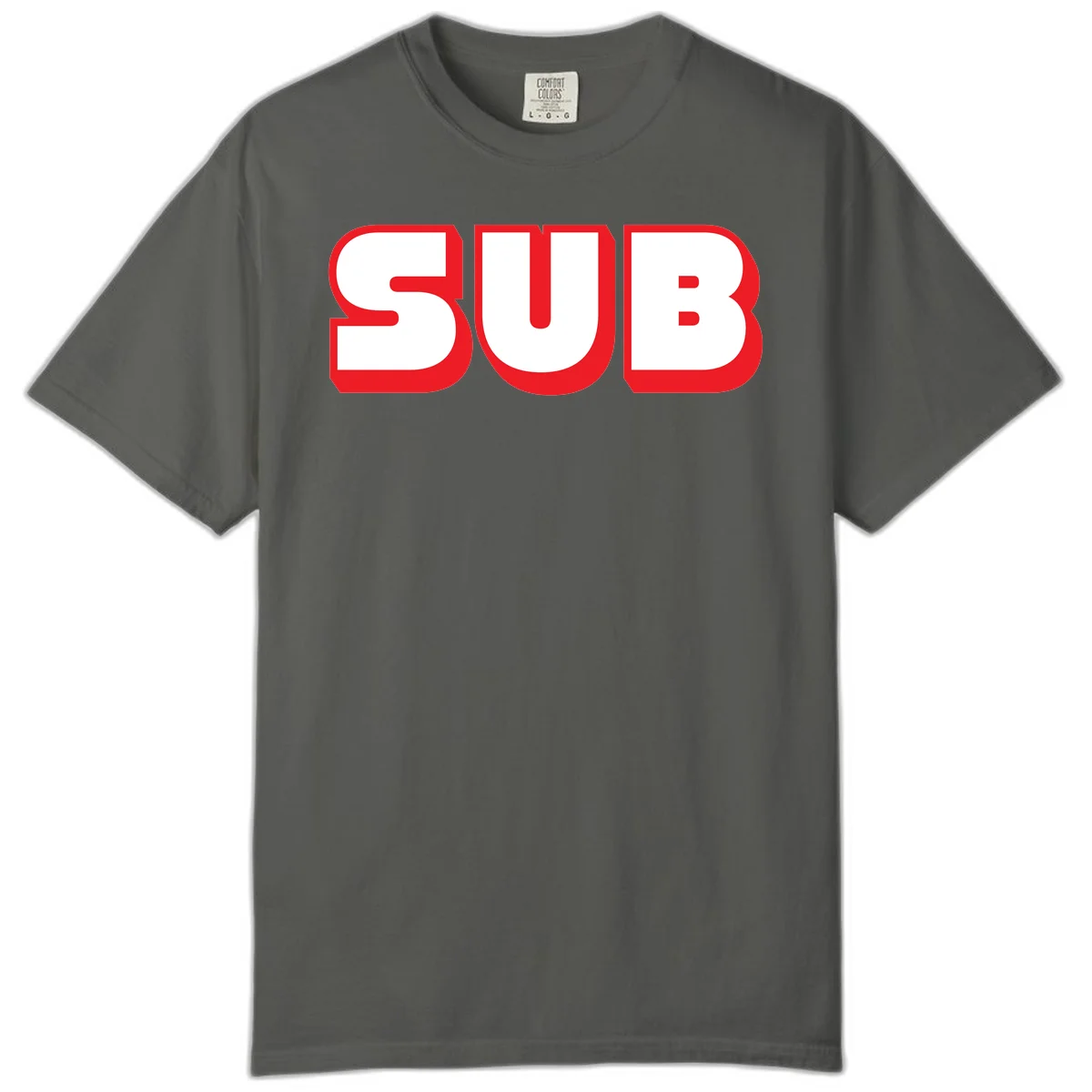 Bold red and white typography design reading 'SUB 3' with thick rounded letters in Pepper