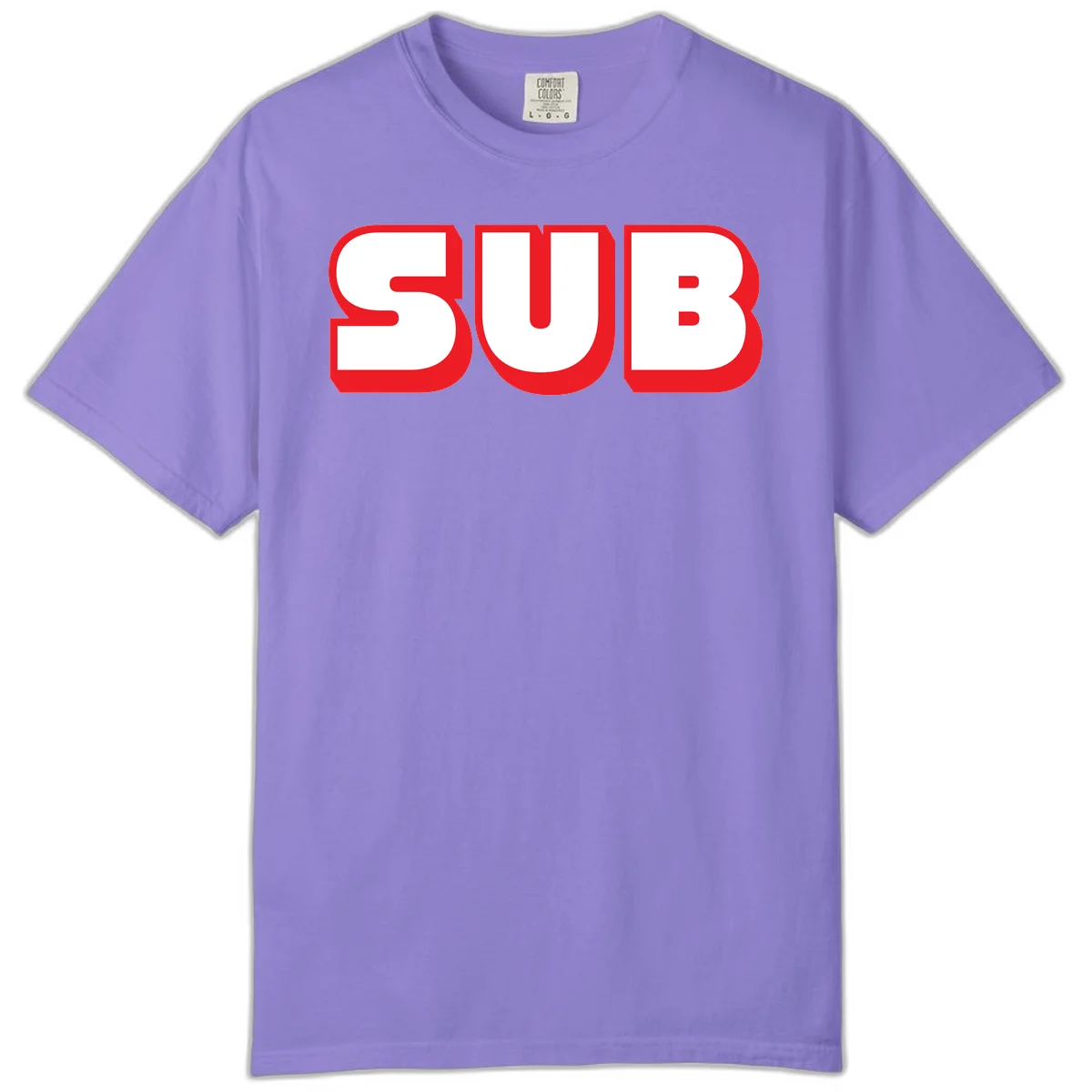 Bold red and white typography design reading 'SUB 3' with thick rounded letters in Violet