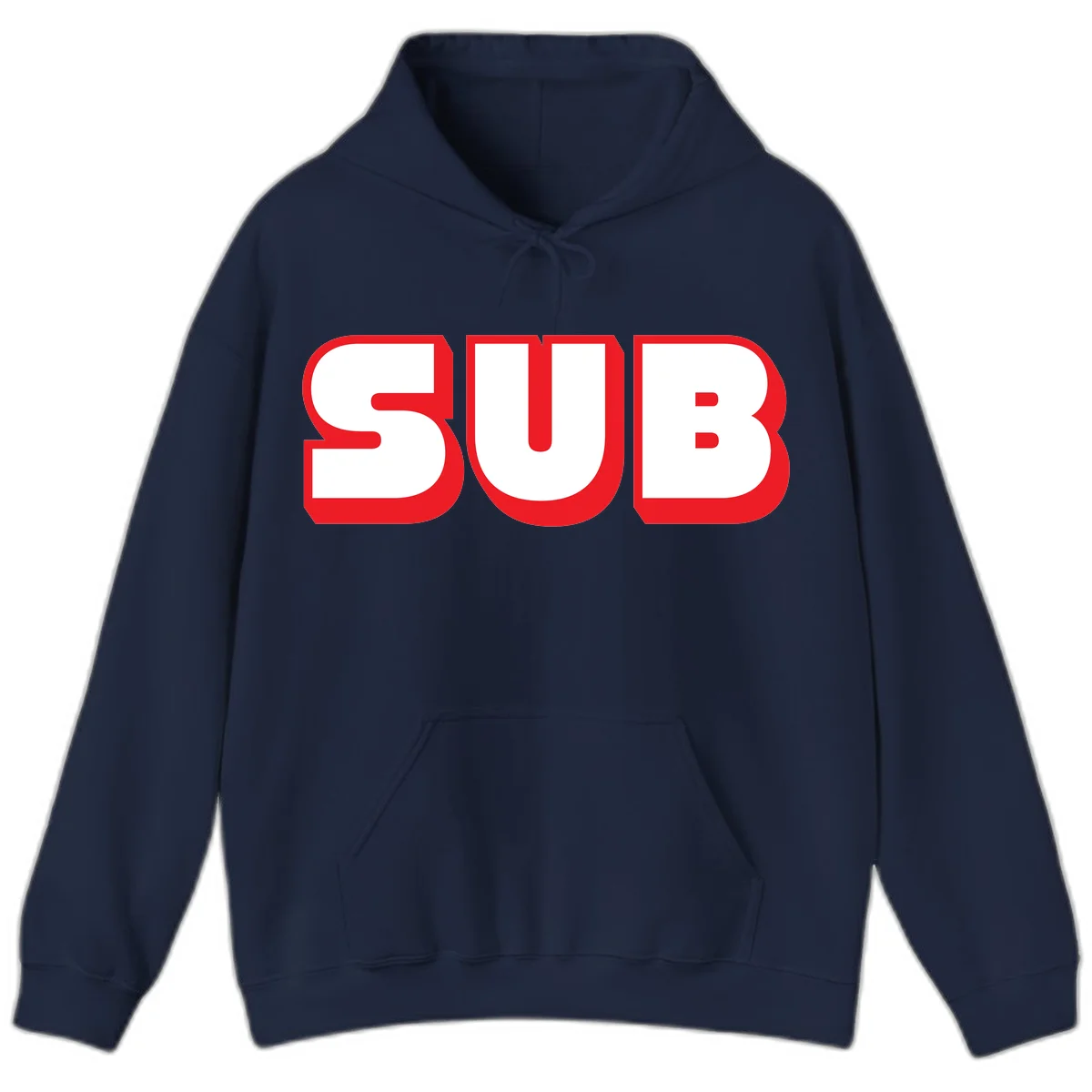 Bold red and white typography design reading 'SUB 3' with thick rounded letters in Navy