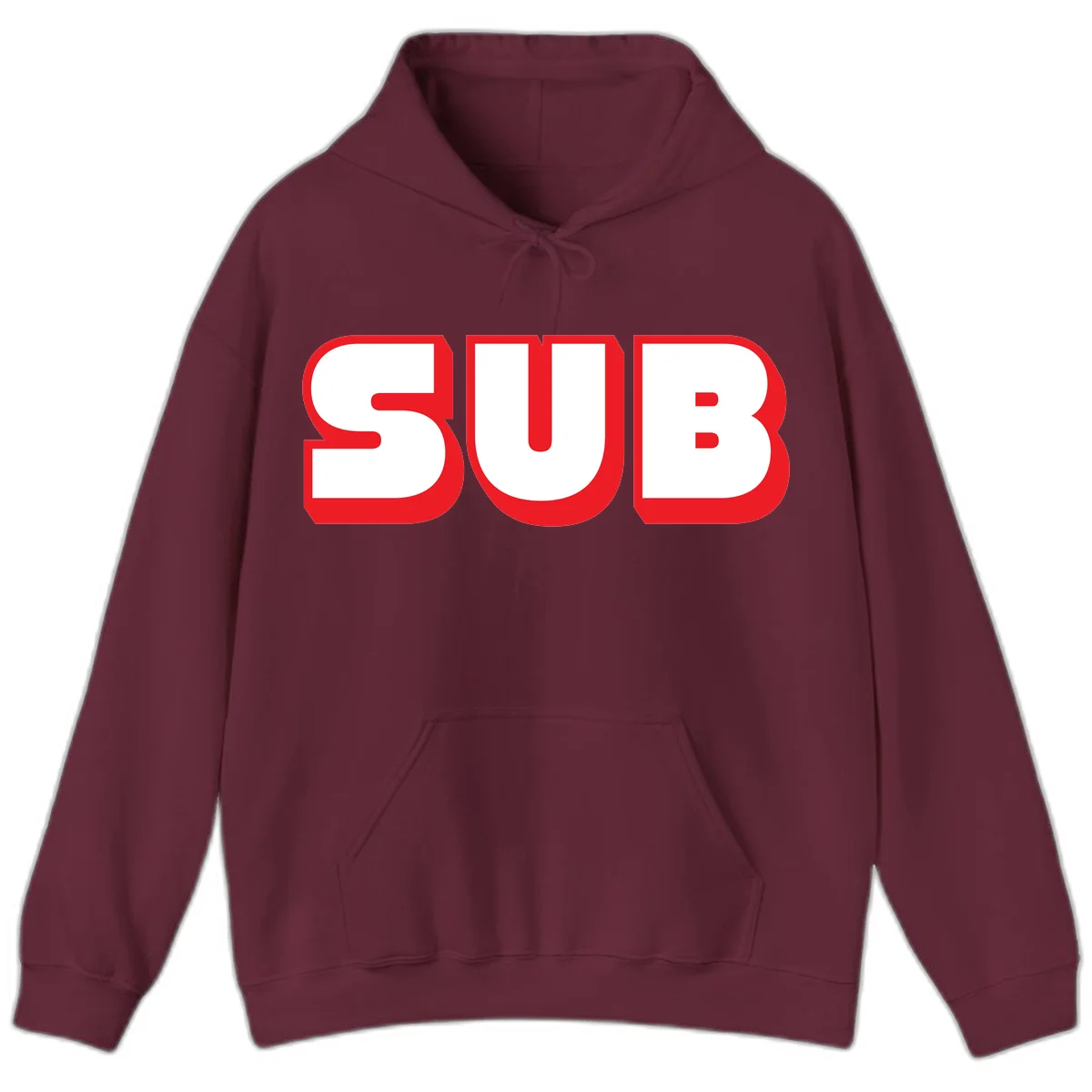 Bold red and white typography design reading 'SUB 3' with thick rounded letters in Maroon