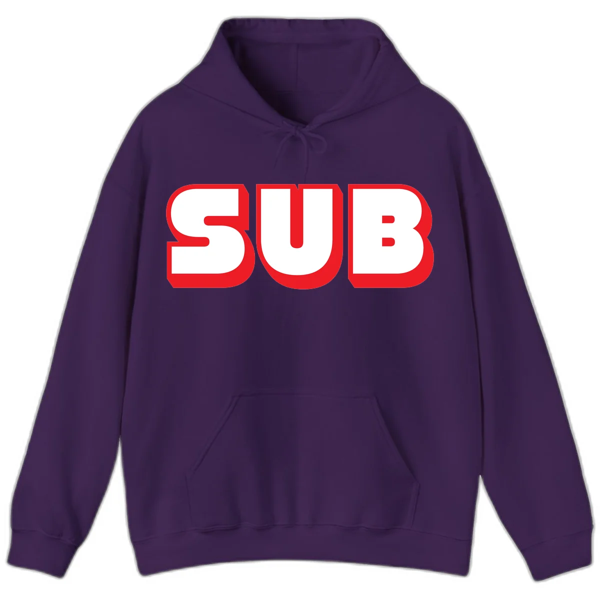 Bold red and white typography design reading 'SUB 3' with thick rounded letters in Purple