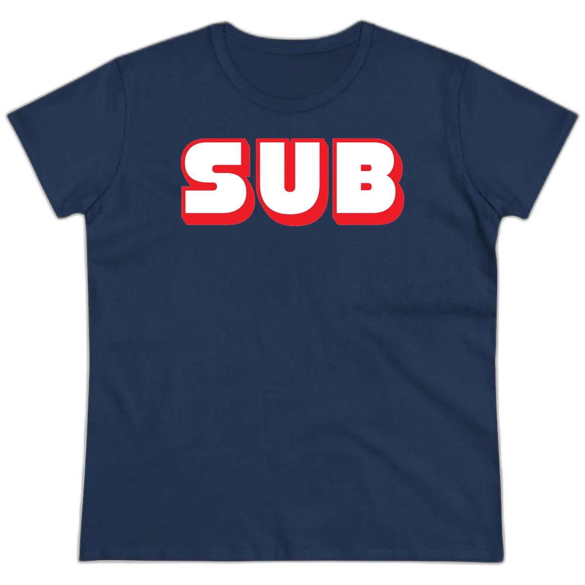 Bold red and white typography design reading 'SUB 3' with thick rounded letters in Navy