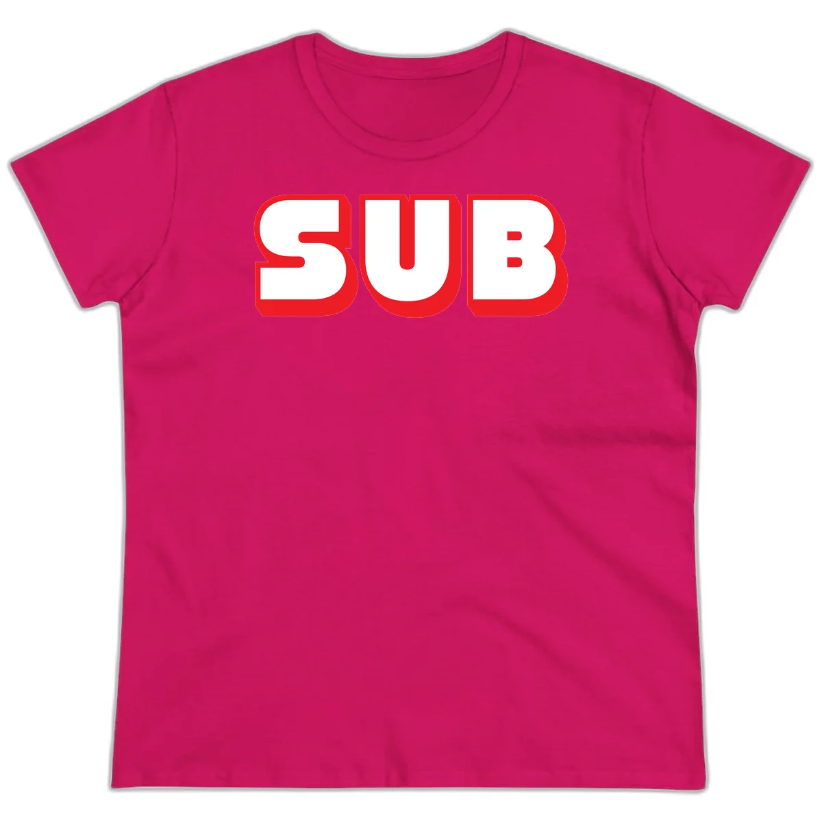 Bold red and white typography design reading 'SUB 3' with thick rounded letters in Heliconia