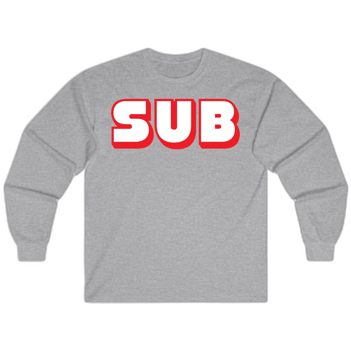 Bold red and white typography design reading 'SUB 3' with thick rounded letters in Sport Grey