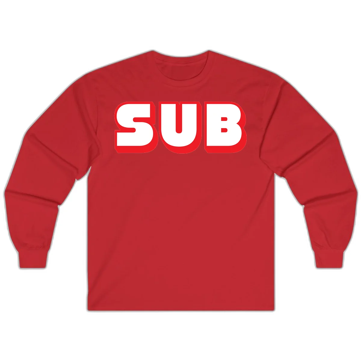 Bold red and white typography design reading 'SUB 3' with thick rounded letters in Red