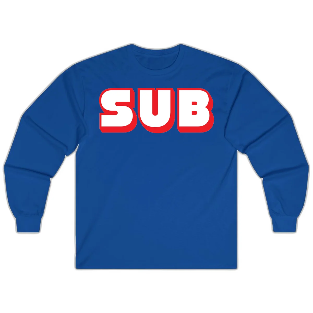 Bold red and white typography design reading 'SUB 3' with thick rounded letters in Royal