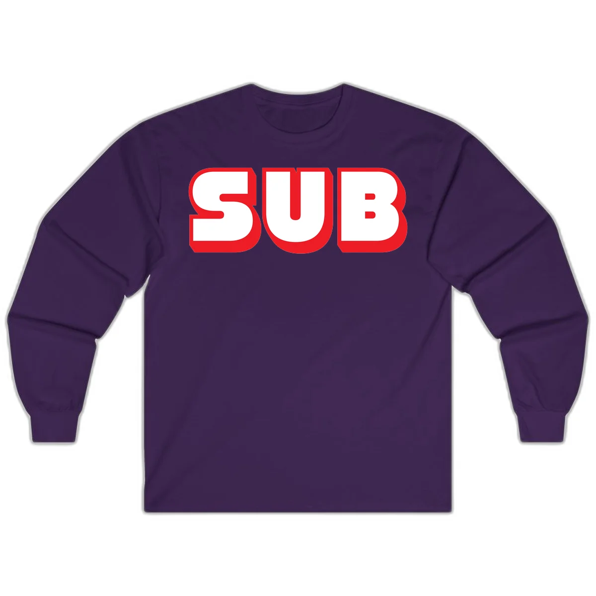 Bold red and white typography design reading 'SUB 3' with thick rounded letters in Purple