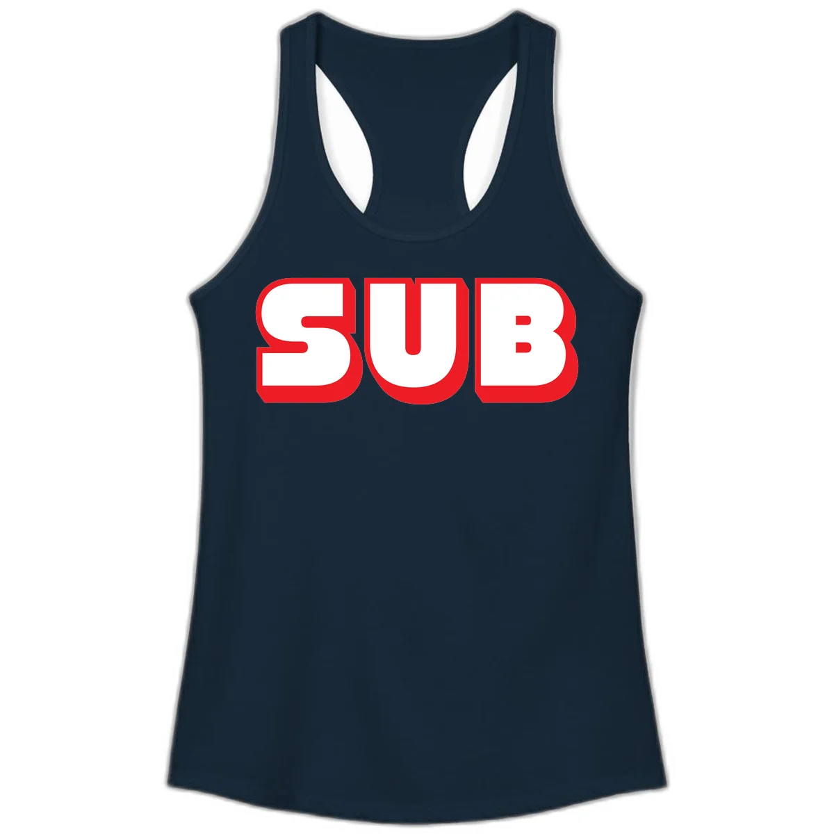 Bold red and white typography design reading 'SUB 3' with thick rounded letters in Solid Midnight Navy