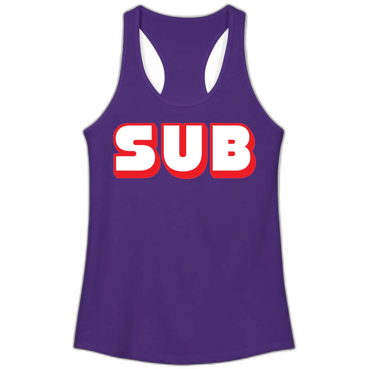 Bold red and white typography design reading 'SUB 3' with thick rounded letters in Solid Purple Rush