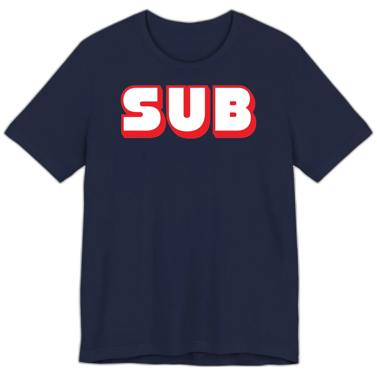 Bold red and white typography design reading 'SUB 3' with thick rounded letters in Navy