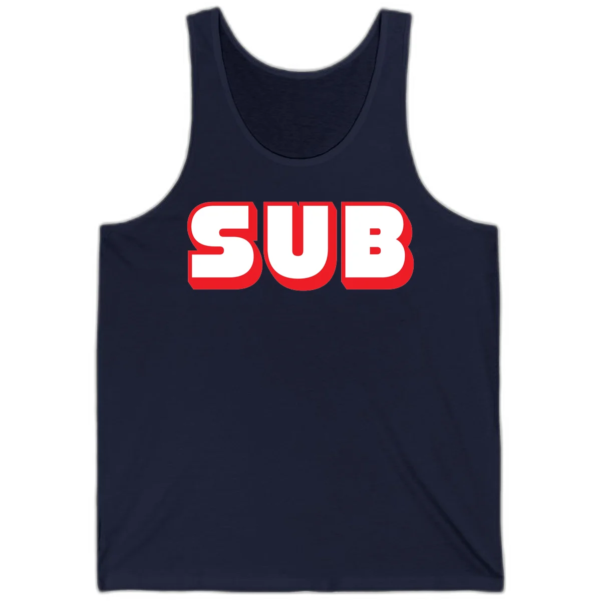 Bold red and white typography design reading 'SUB 3' with thick rounded letters in Navy